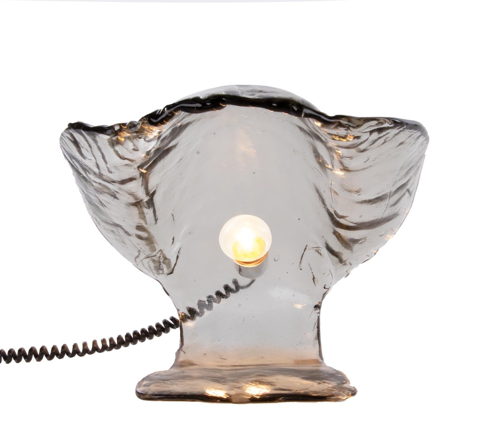 1960 Mazzega Oyster Table Lamp Smoked Murano Glass by Carlo Nason Attr. 5