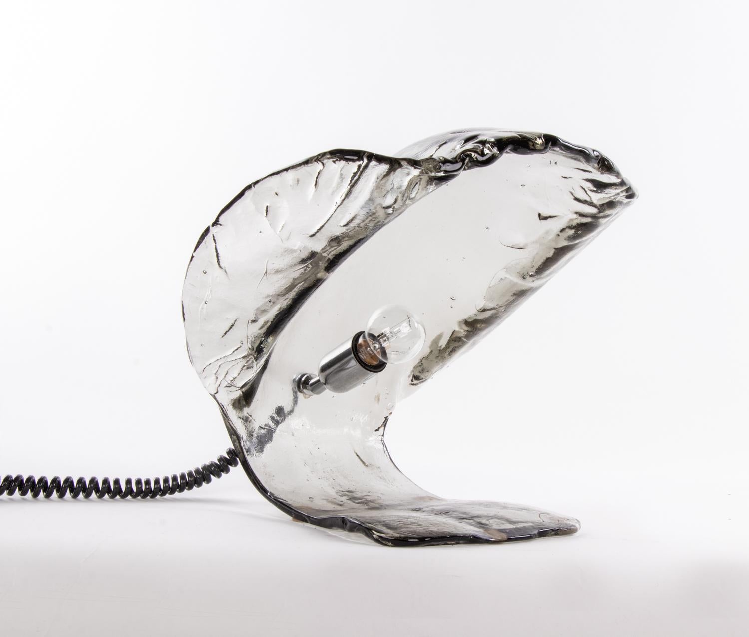 Mid-20th Century 1960 Mazzega Oyster Table Lamp Smoked Murano Glass by Carlo Nason Attr.