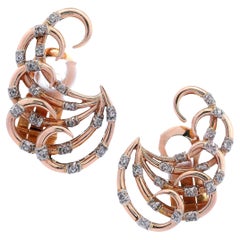 Orecchini in oro rosa 18kt del 1960, metà del secolo scorso, con diamanti