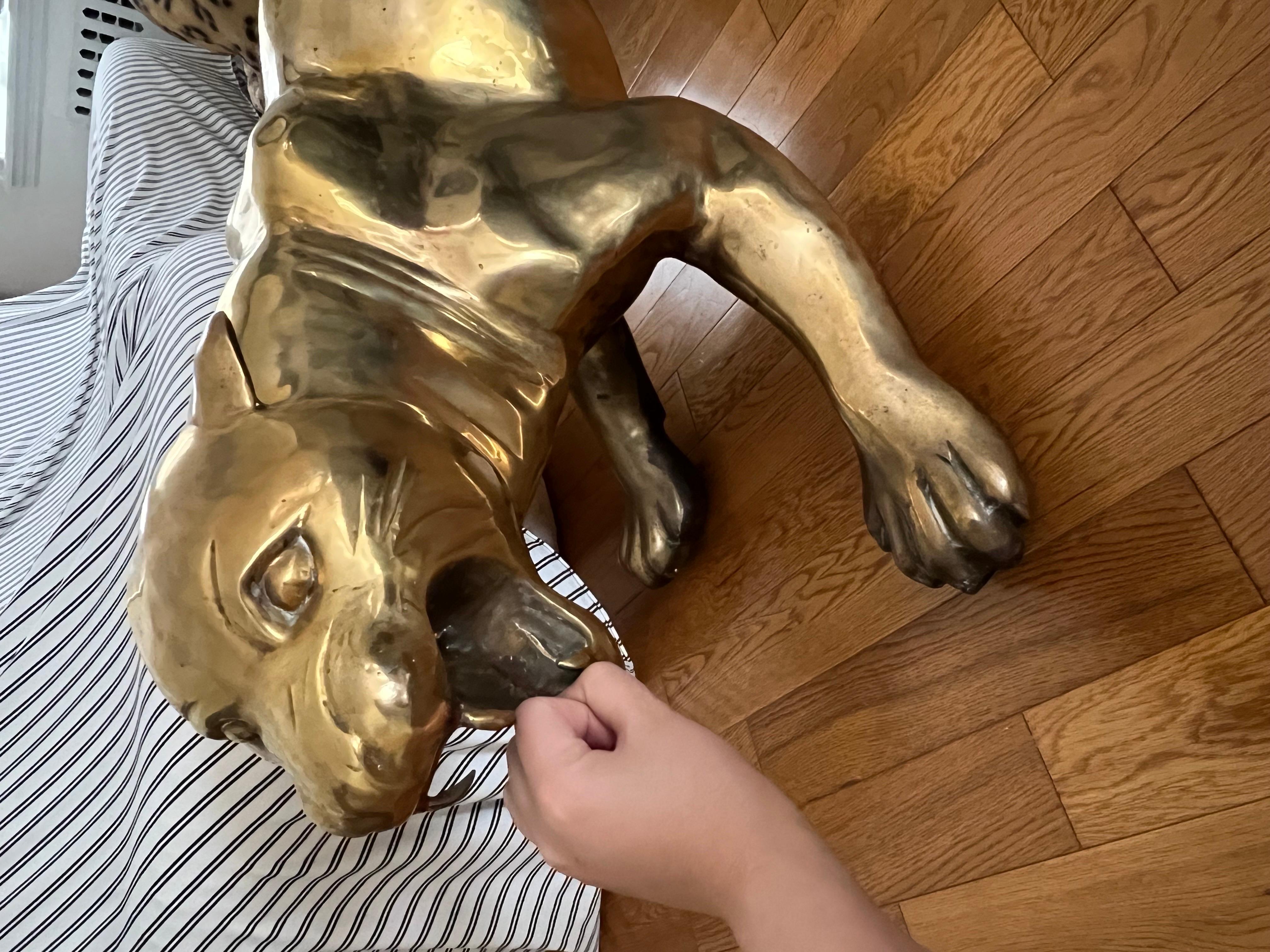 1960, Mid-Century Modern Japanese Life Size Brass Panther (Panthère japonaise grandeur nature en laiton) Bon état - En vente à Staten Island, NY