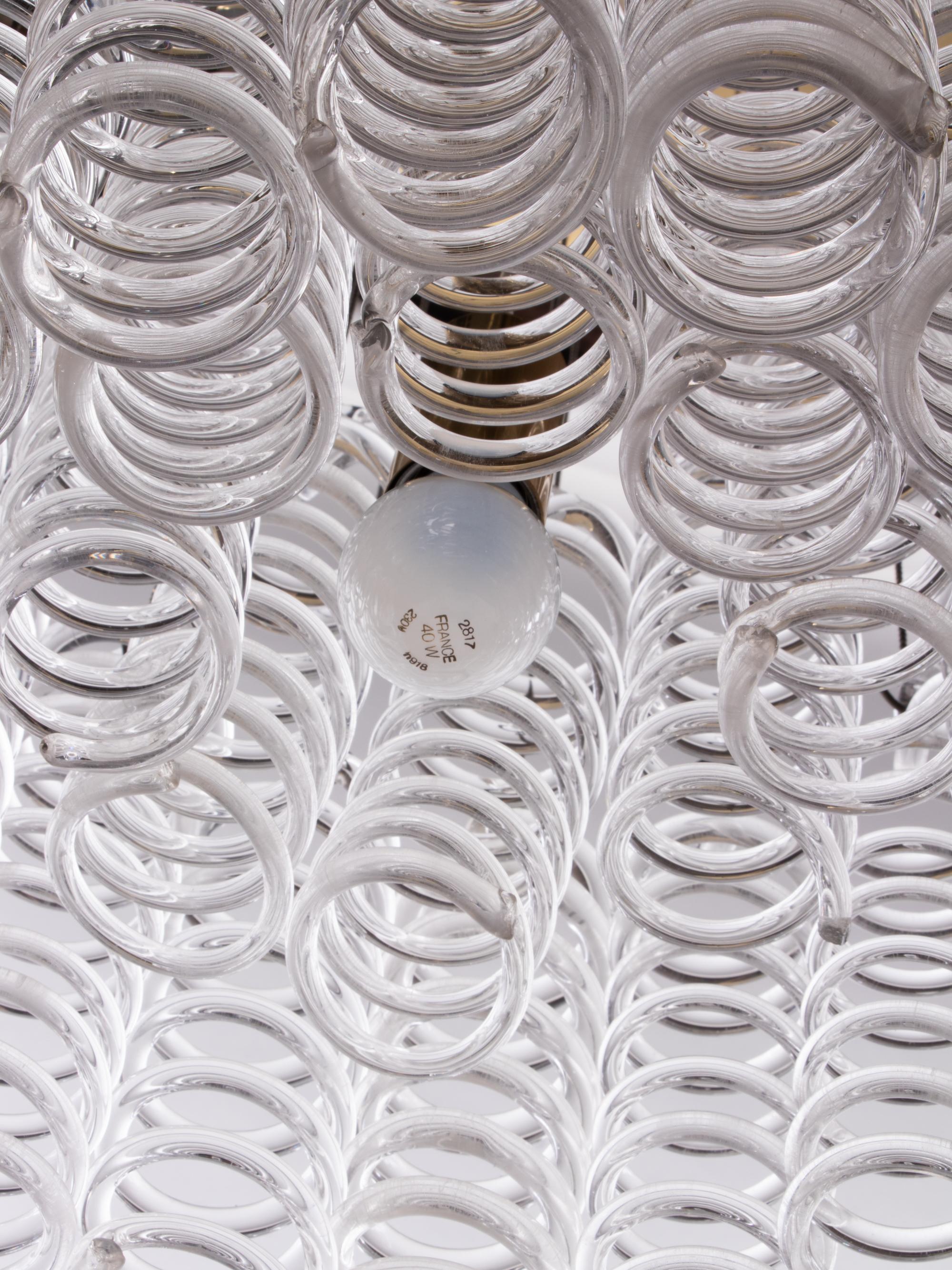 Kaskadierender Spiral-Kronleuchter aus Muranoglas und Messing in der Manufaktur Mazzega, 1960er Jahre im Angebot 4