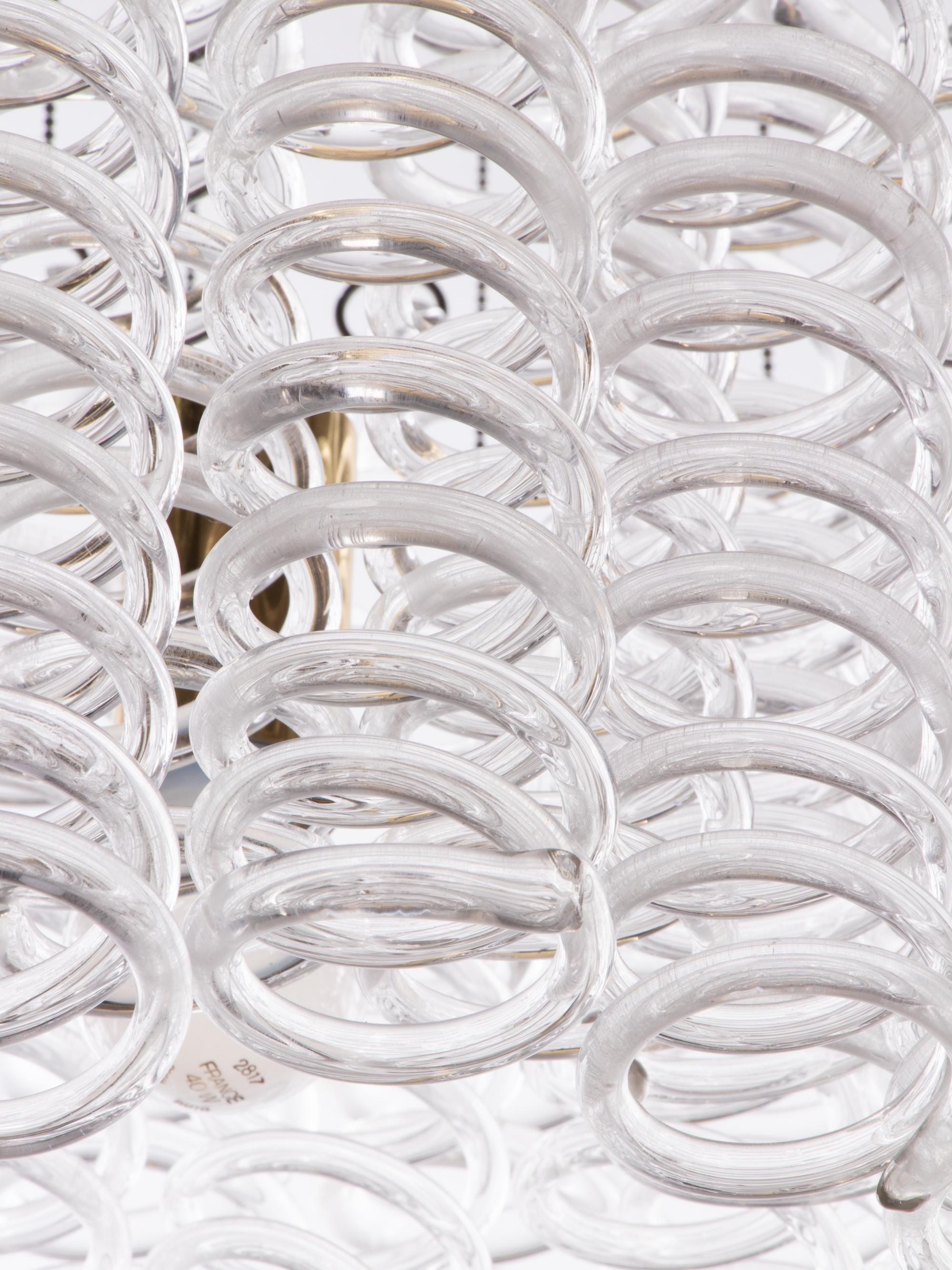 Kaskadierender Spiral-Kronleuchter aus Muranoglas und Messing in der Manufaktur Mazzega, 1960er Jahre im Angebot 6