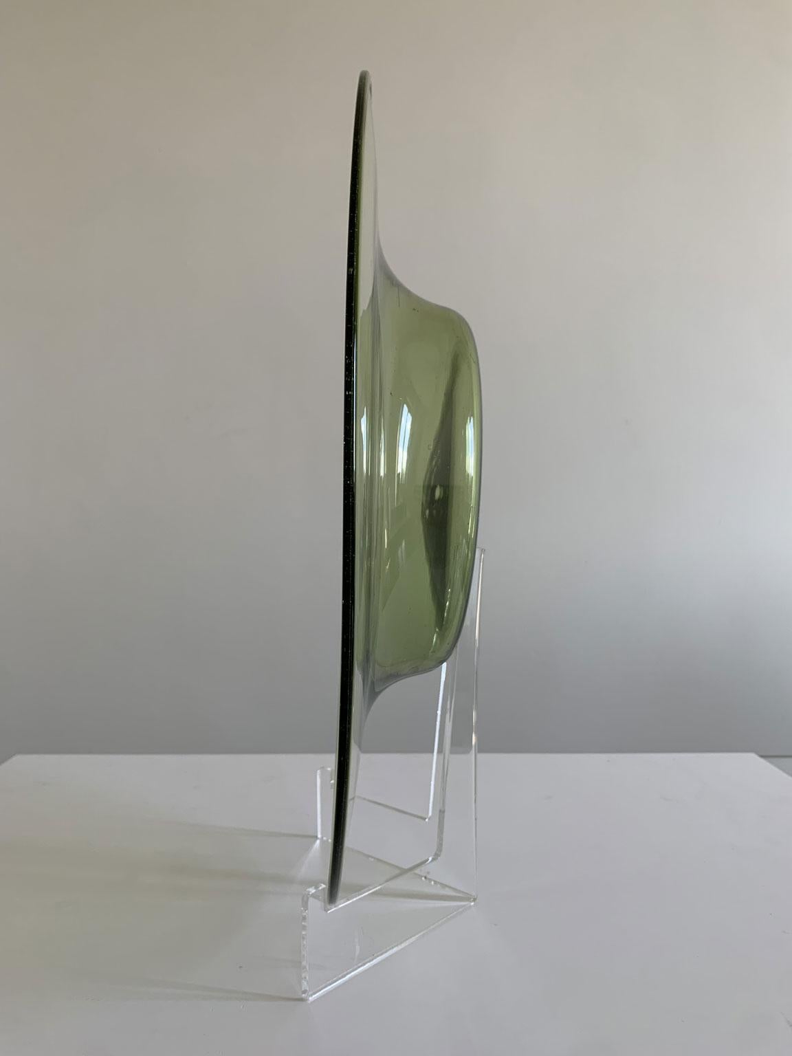 1960 Mid-Century Venezia Green Blown Glass Bowl For Sale 2