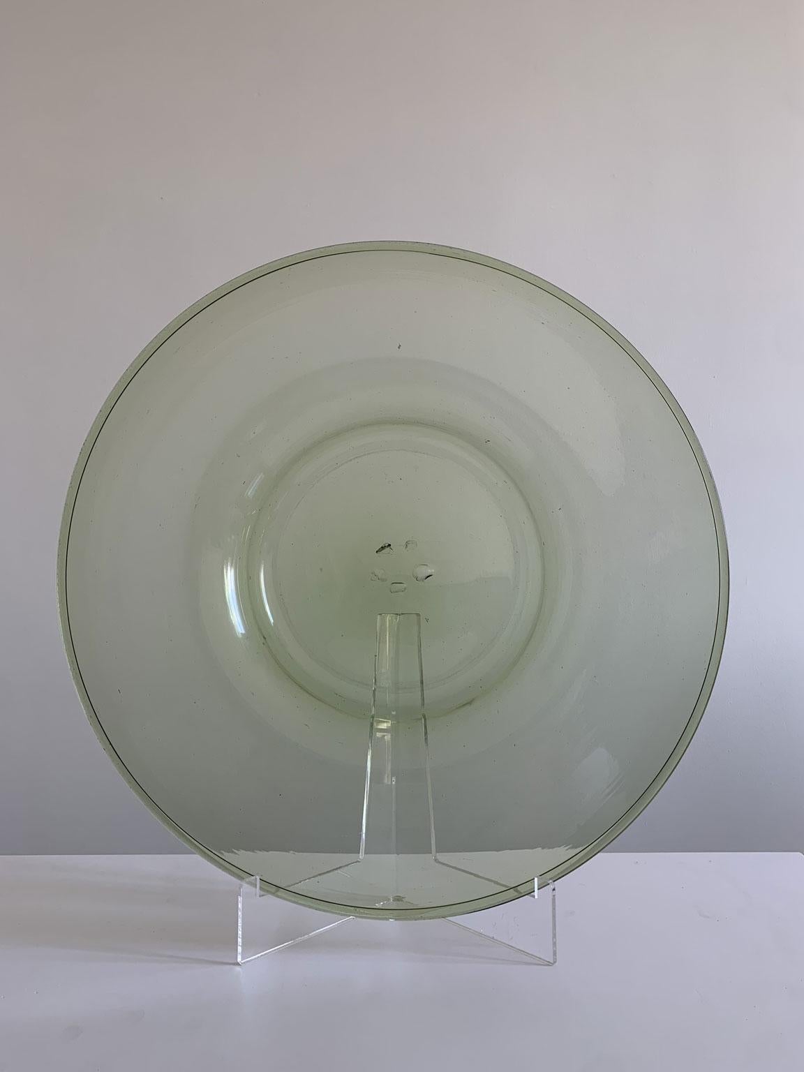 Mid-Century Modern 1960 Mid-Century Venezia Green Blown Glass Bowl For Sale