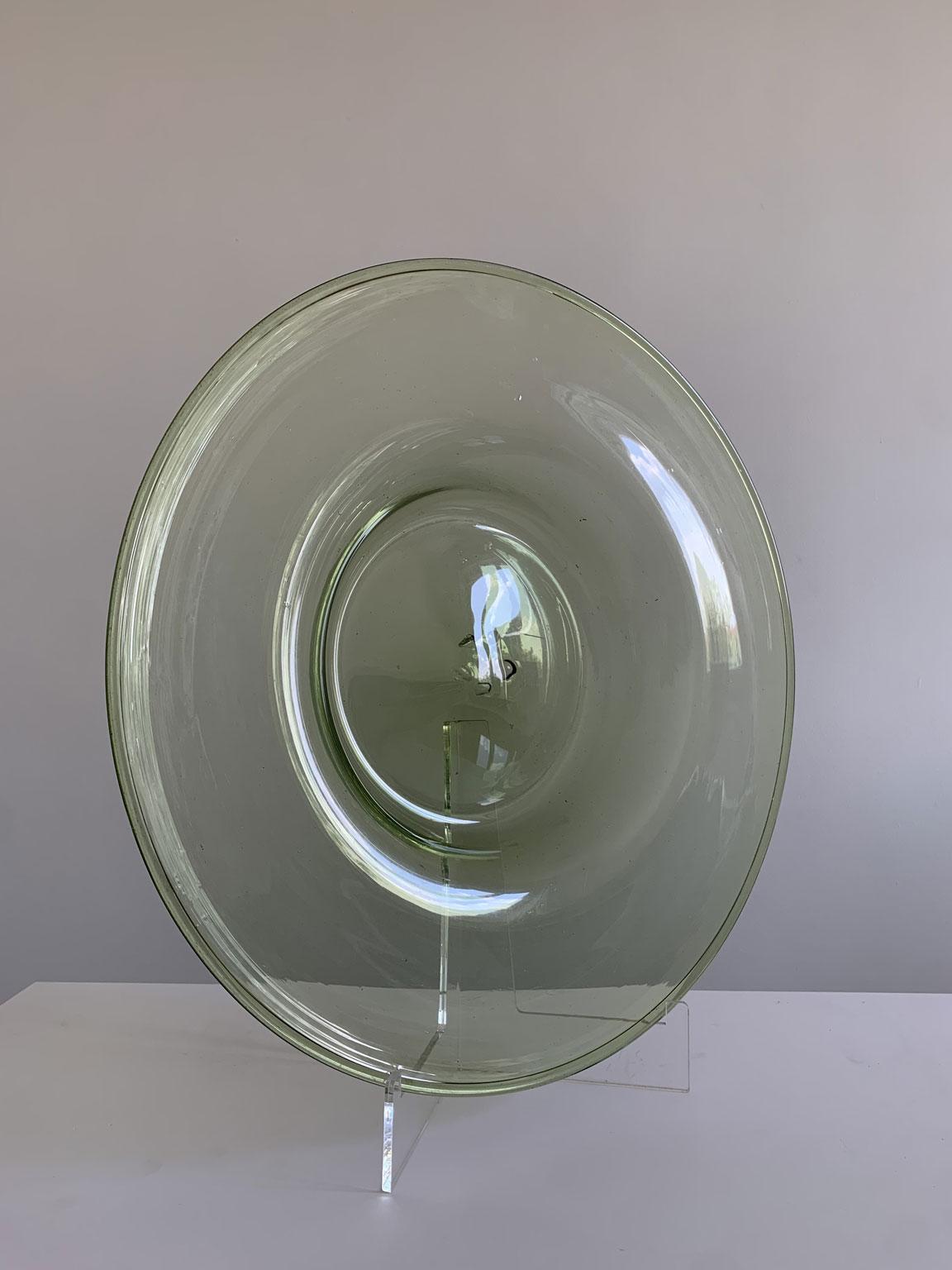 Italian 1960 Mid-Century Venezia Green Blown Glass Bowl For Sale