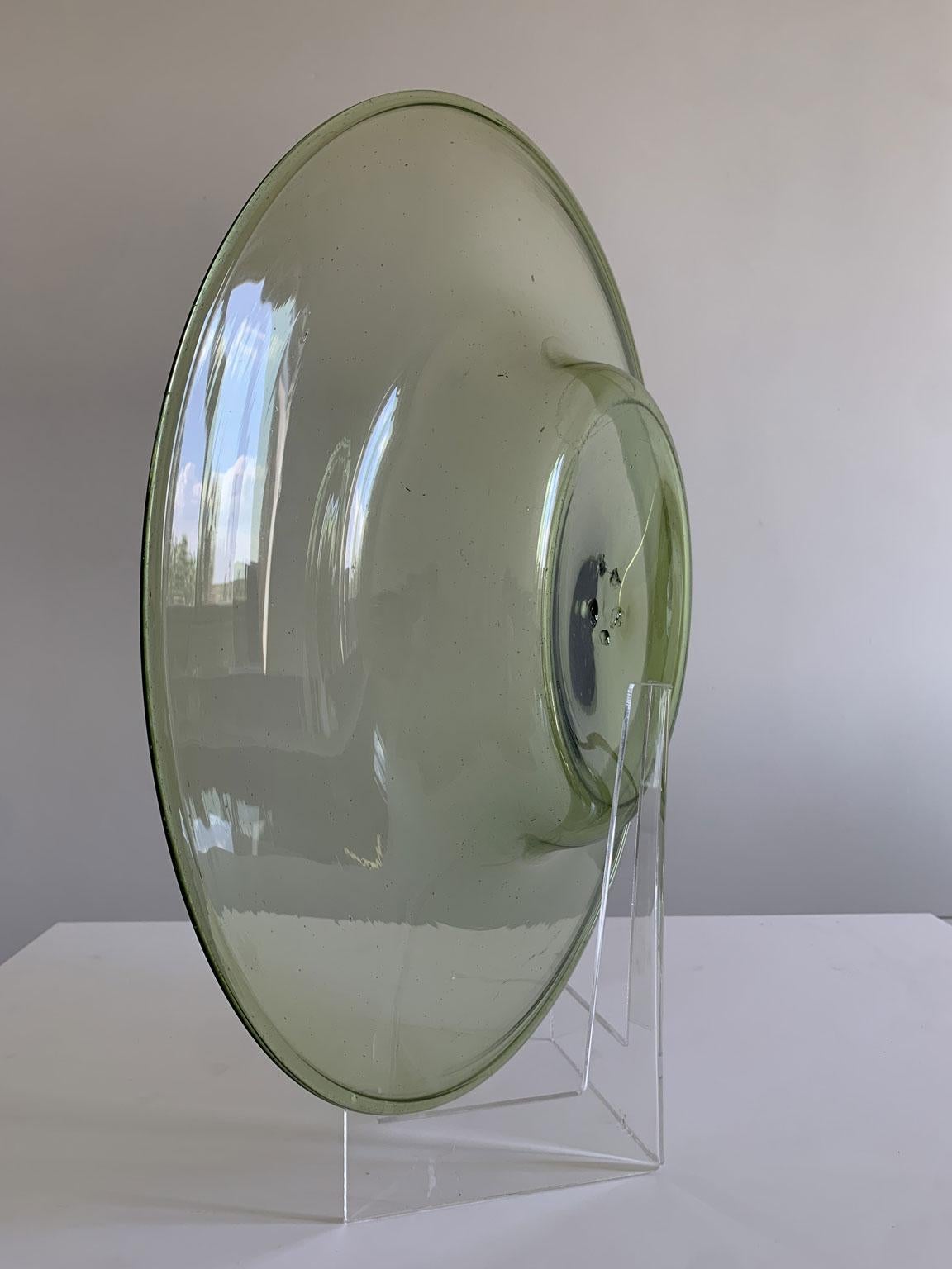 1960 Mid-Century Venezia Green Blown Glass Bowl For Sale 1