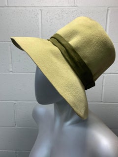 1960 Mildred Warner Peridot Felt Fedora w/ Olive Suede Band