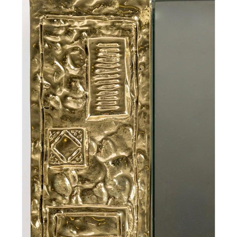 Italian 1960 Mirror Signed by Angelo Brotto in Gilt Bronze