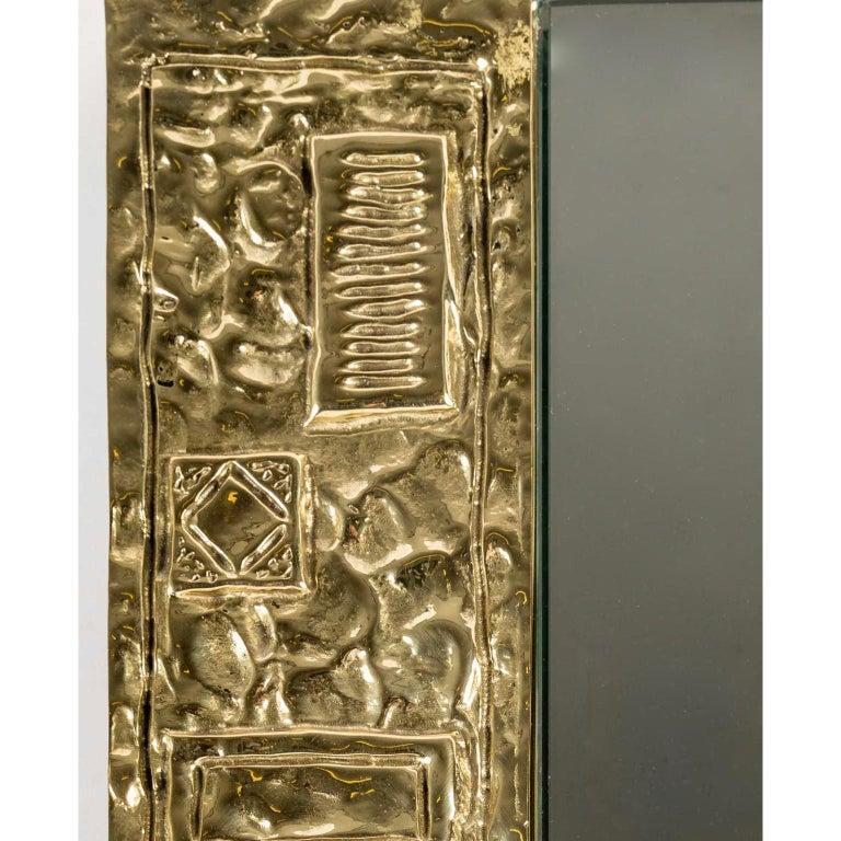 Italian 1960 Mirror Signed by Angelo Brotto in Gilt Bronze