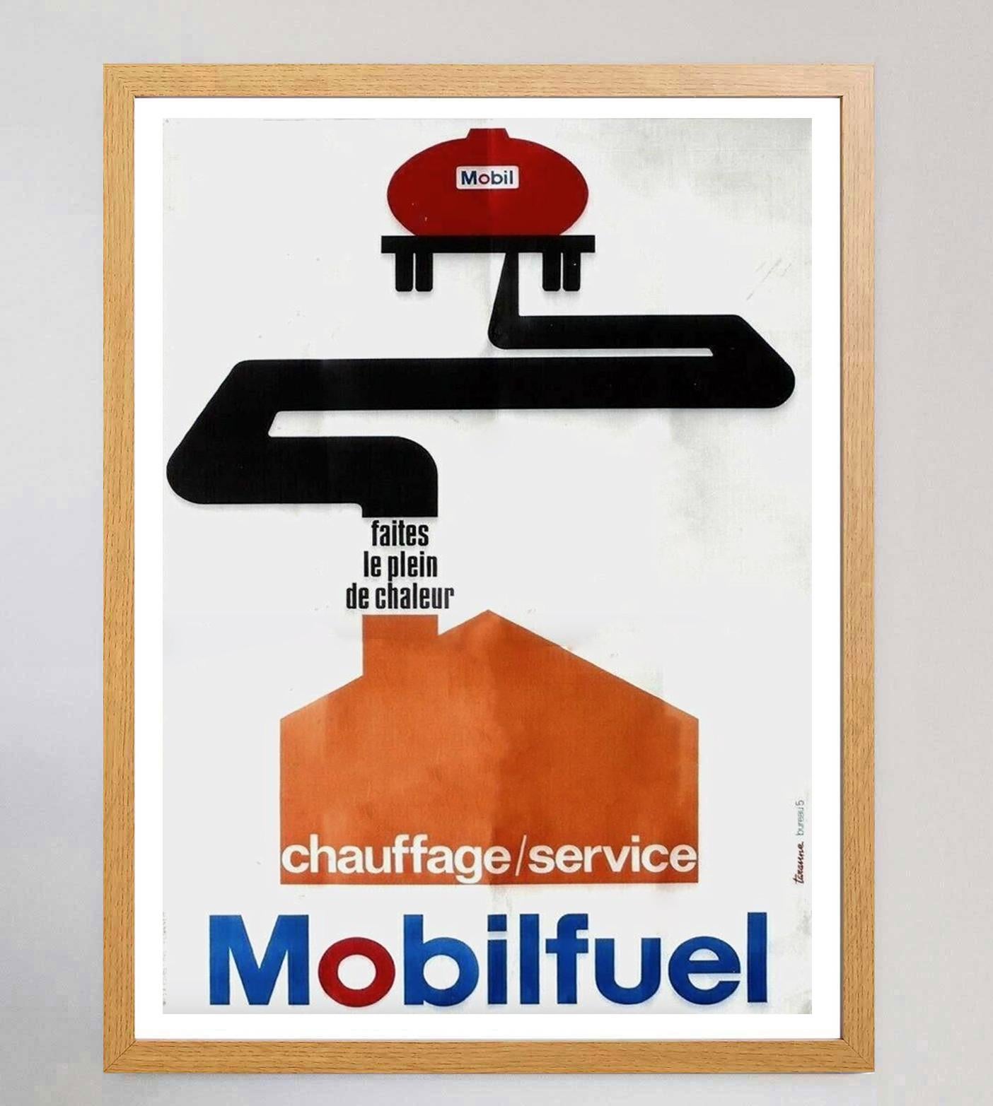 Mid-Century Modern 1960 Mobil Oil - Mobilfuel Original Vintage Poster