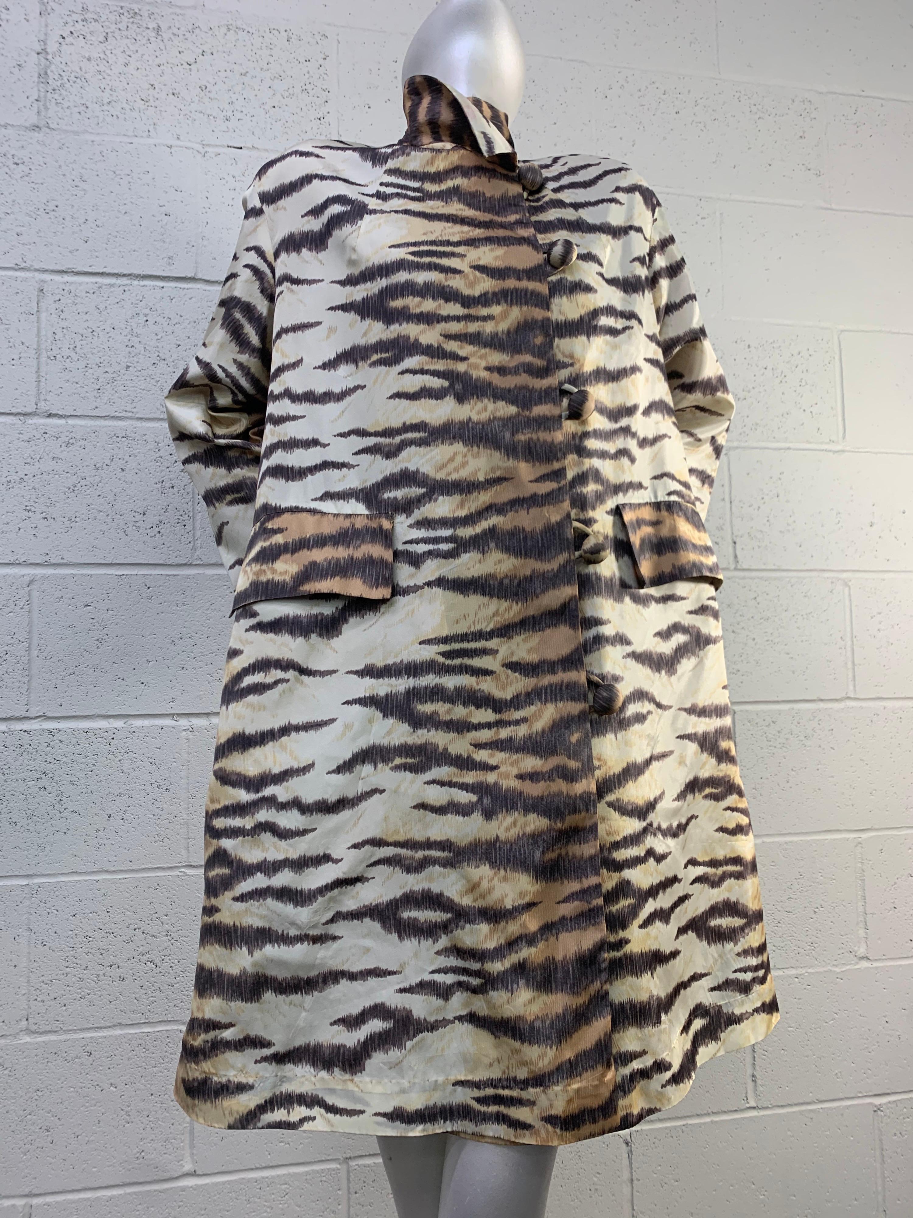 1960 Mod Tiger Print Silk Raincoat by Rain-Paka For Sale 2