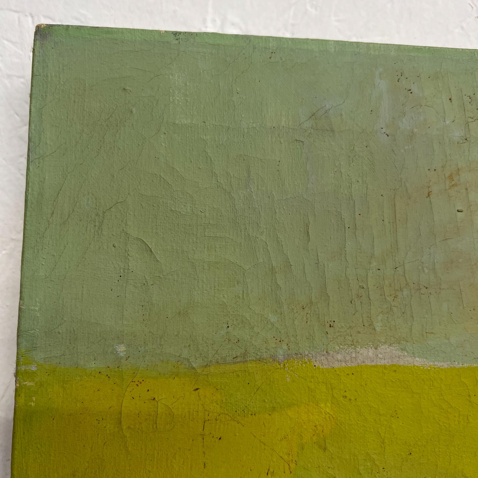 1960 Modern Abstract Art Green Landscape Oil on Canvas Painting Artist RM In Good Condition In Chula Vista, CA