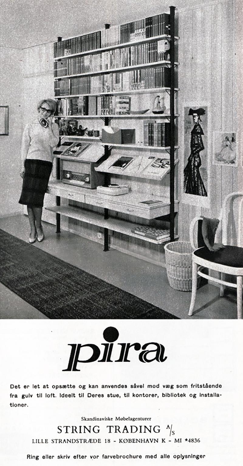 1960 Modular by Olof Pira String Shelving System Room Divider Wall Unit Library 10