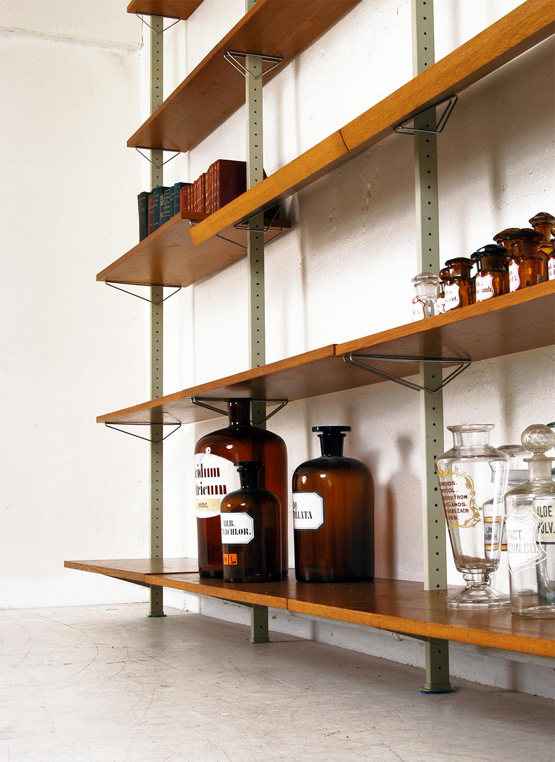 Swedish 1960 Modular by Olof Pira String Shelving System Room Divider Wall Unit Library