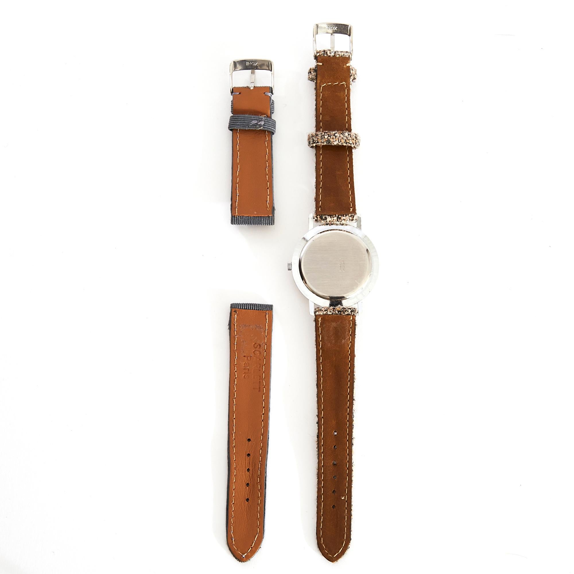 1960 Montre Mystérieuse style Vacheron Constantin Steel Diamonds Watch Unisexe en vente