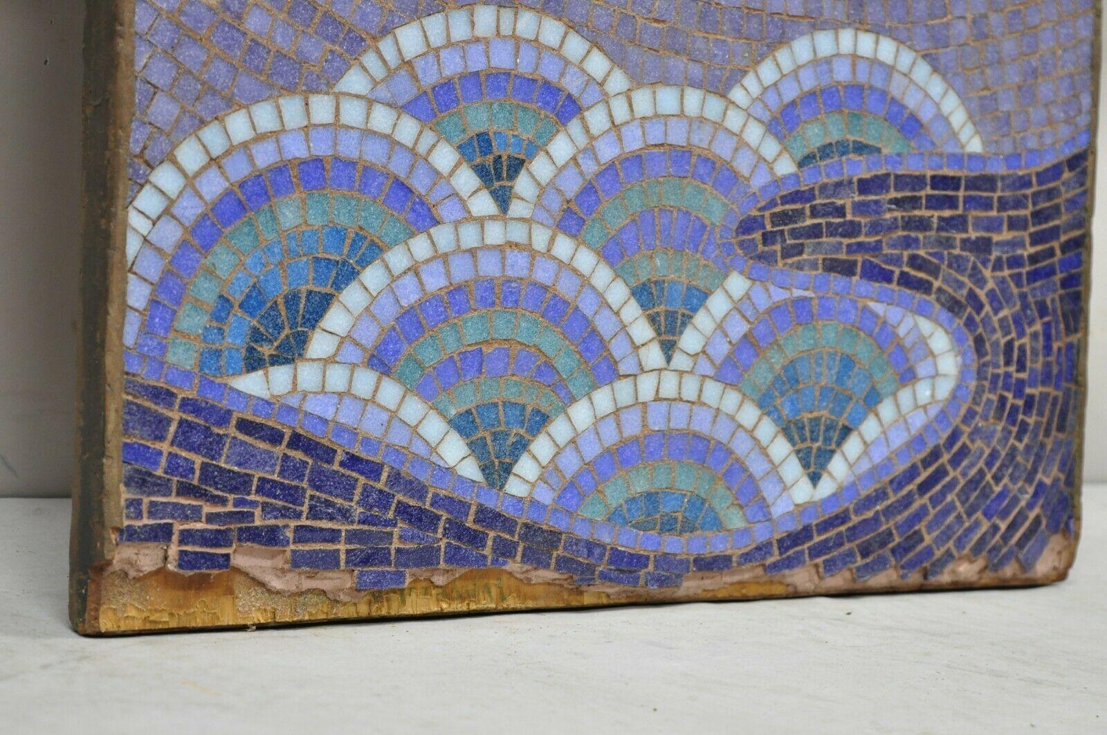 American 1960 Mosaic Tile Blue Orange Phoenix Bird Large Wall Art by Wilcke Smith