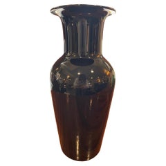 1960 Murano black glass vase signed Barovier