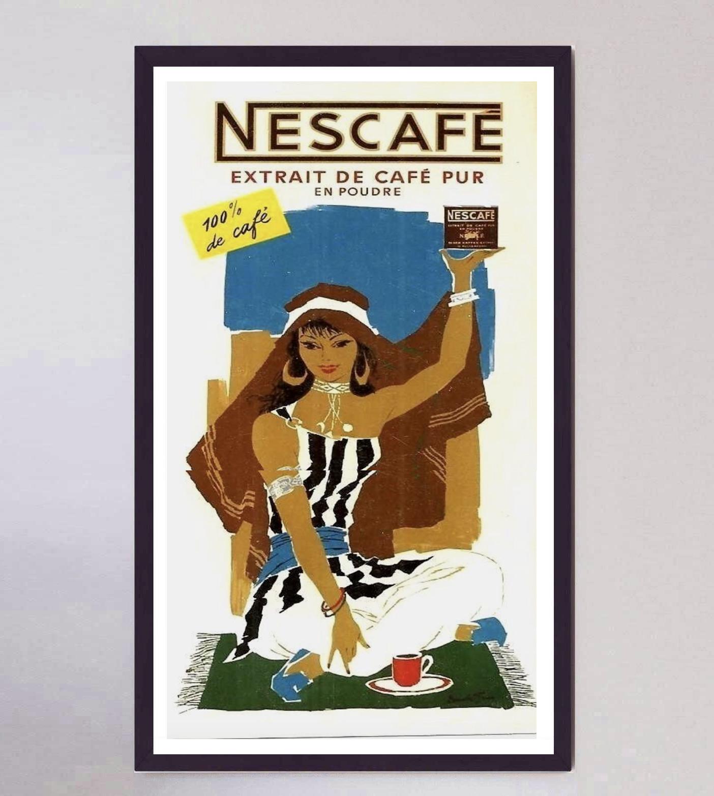 Nescafe - Pure Coffee Extract - Affiche originale vintage de 1960 Bon état - En vente à Winchester, GB
