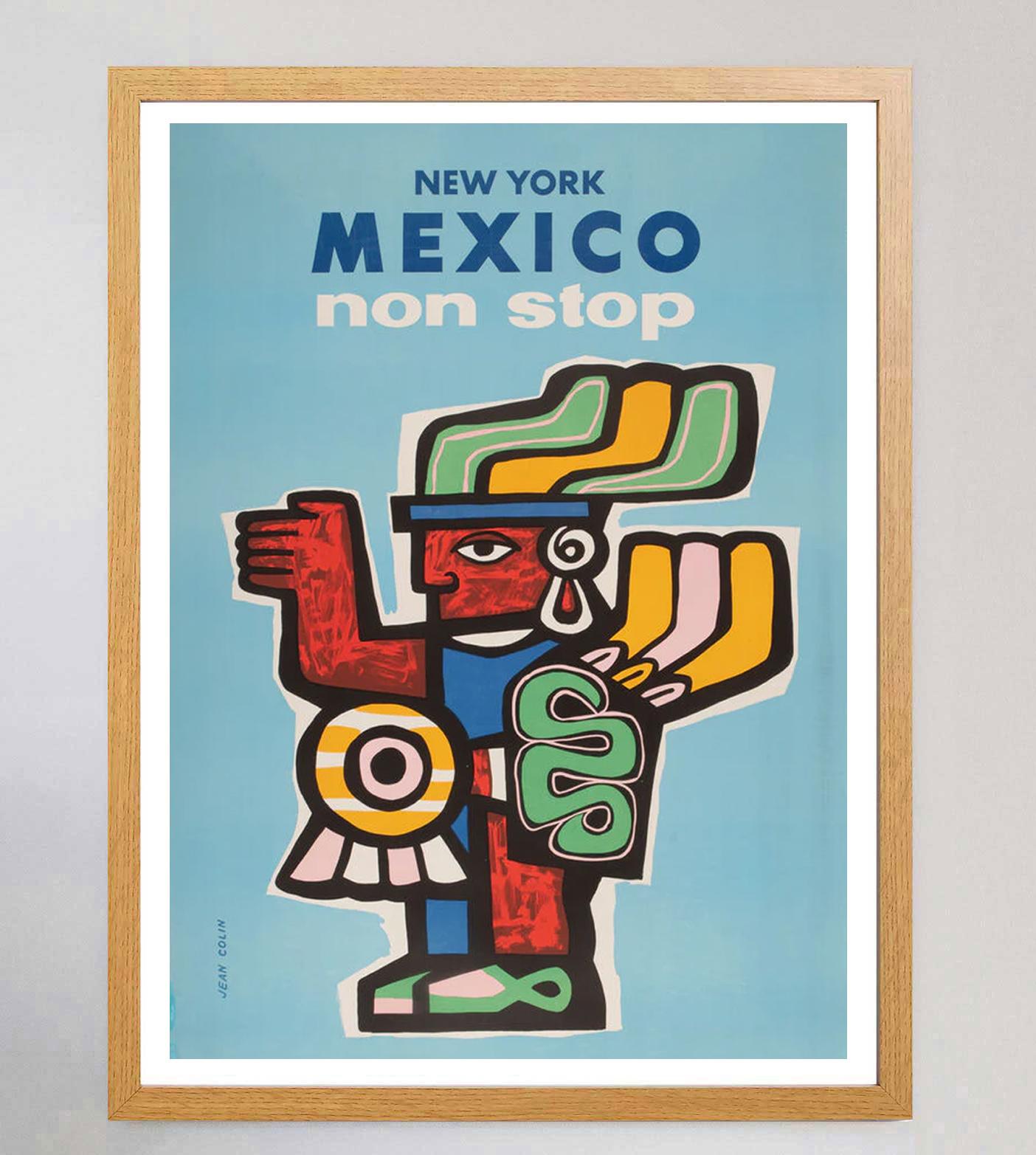 American 1960 New York, Mexico Non Stop Original Vintage Poster For Sale