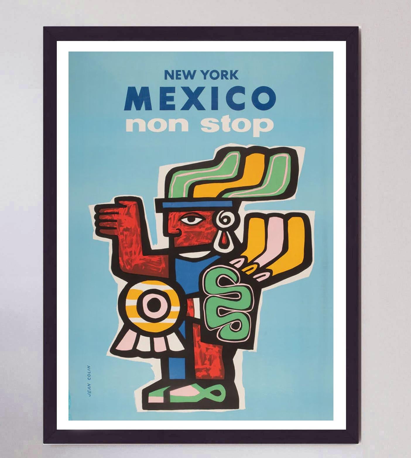 Milieu du XXe siècle Affiche vintage originale non Stop New York, Mexique, 1960 en vente