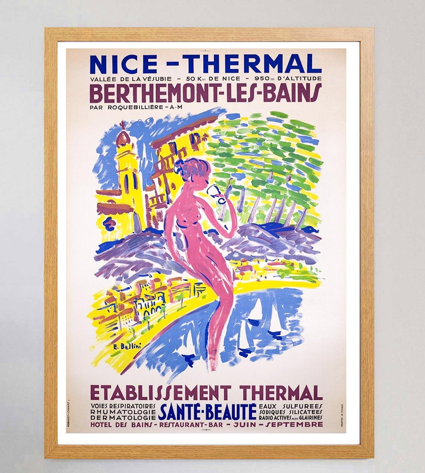French 1960 Nice - Thermal Berthemont-les-bains Original Vintage Poster For Sale