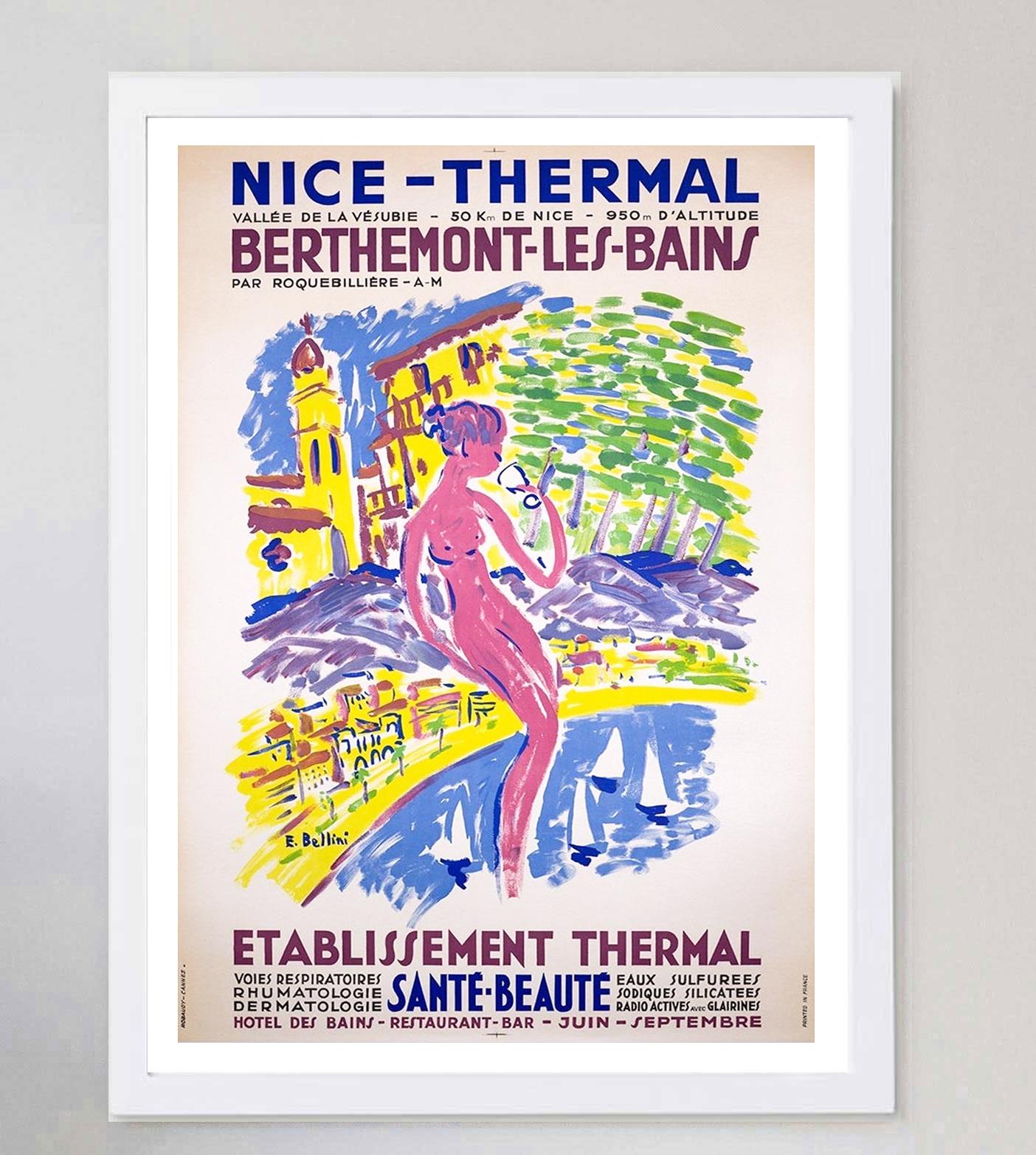 1960 Nice - Thermal Berthemont-les-bains Original Vintage Poster In Good Condition For Sale In Winchester, GB