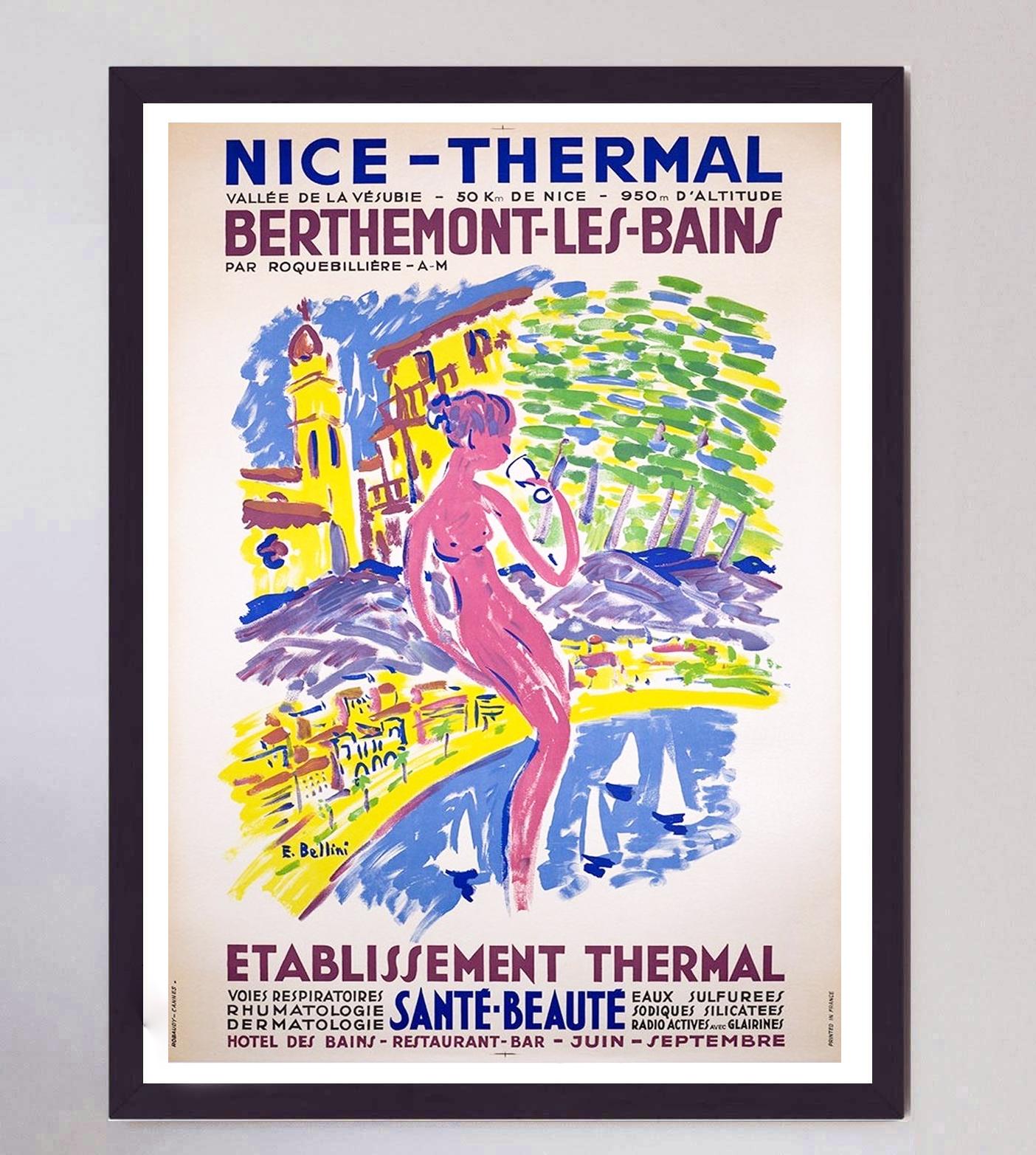 Mid-20th Century 1960 Nice - Thermal Berthemont-les-bains Original Vintage Poster For Sale