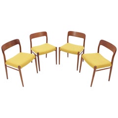 1960 Niels O. Møller Model 75 Chairs in Teak for J.L. Møllers, Set of Four