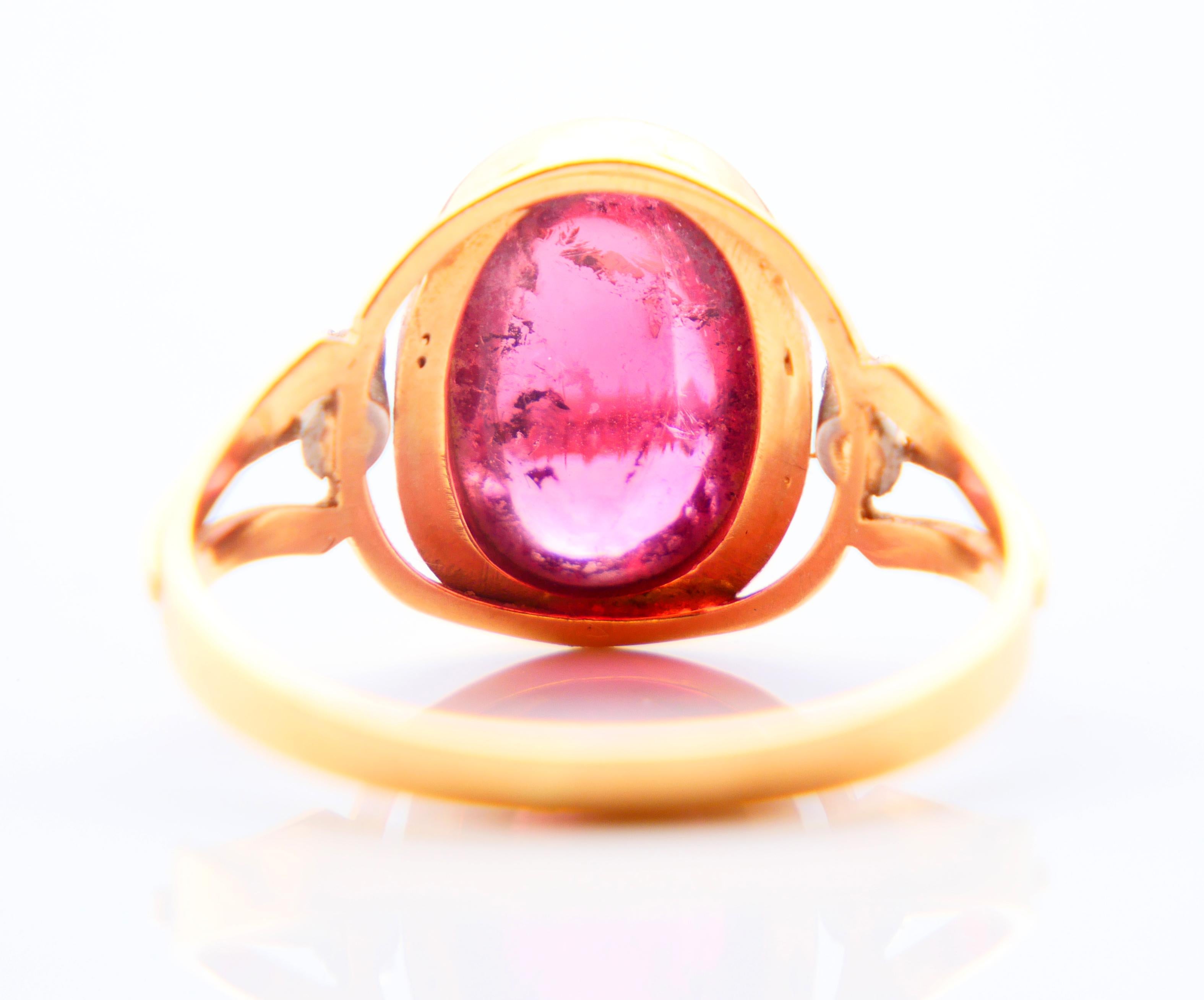 1960 Nordic Ring 7ct. Rubellite Diamonds solid 18K Gold Ø10.75 US/ 5gr For Sale 5