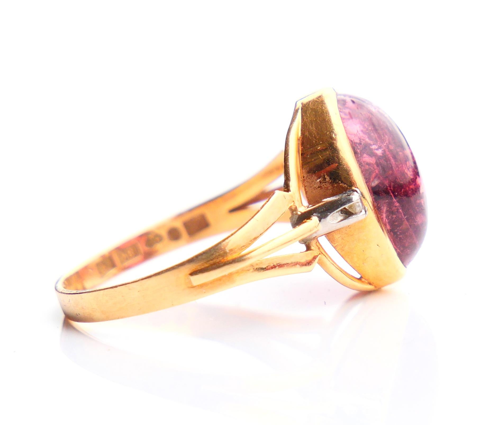 1960 Nordic Ring 7ct. Rubellite Diamonds solid 18K Gold Ø10.75 US/ 5gr For Sale 6