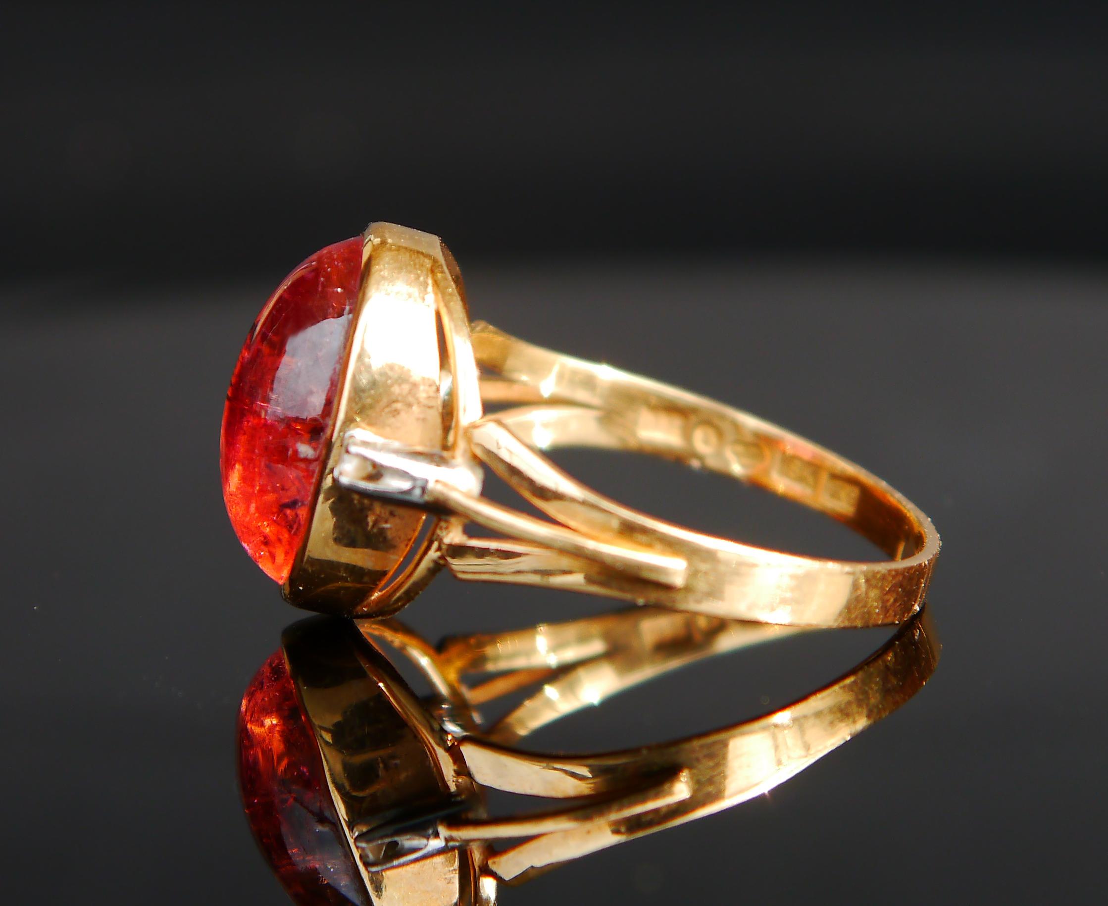1960 Nordischer Ring 7ct. Rubellit Diamanten massiv 18K Gold Ø10.75 US/ 5gr (Cabochon) im Angebot