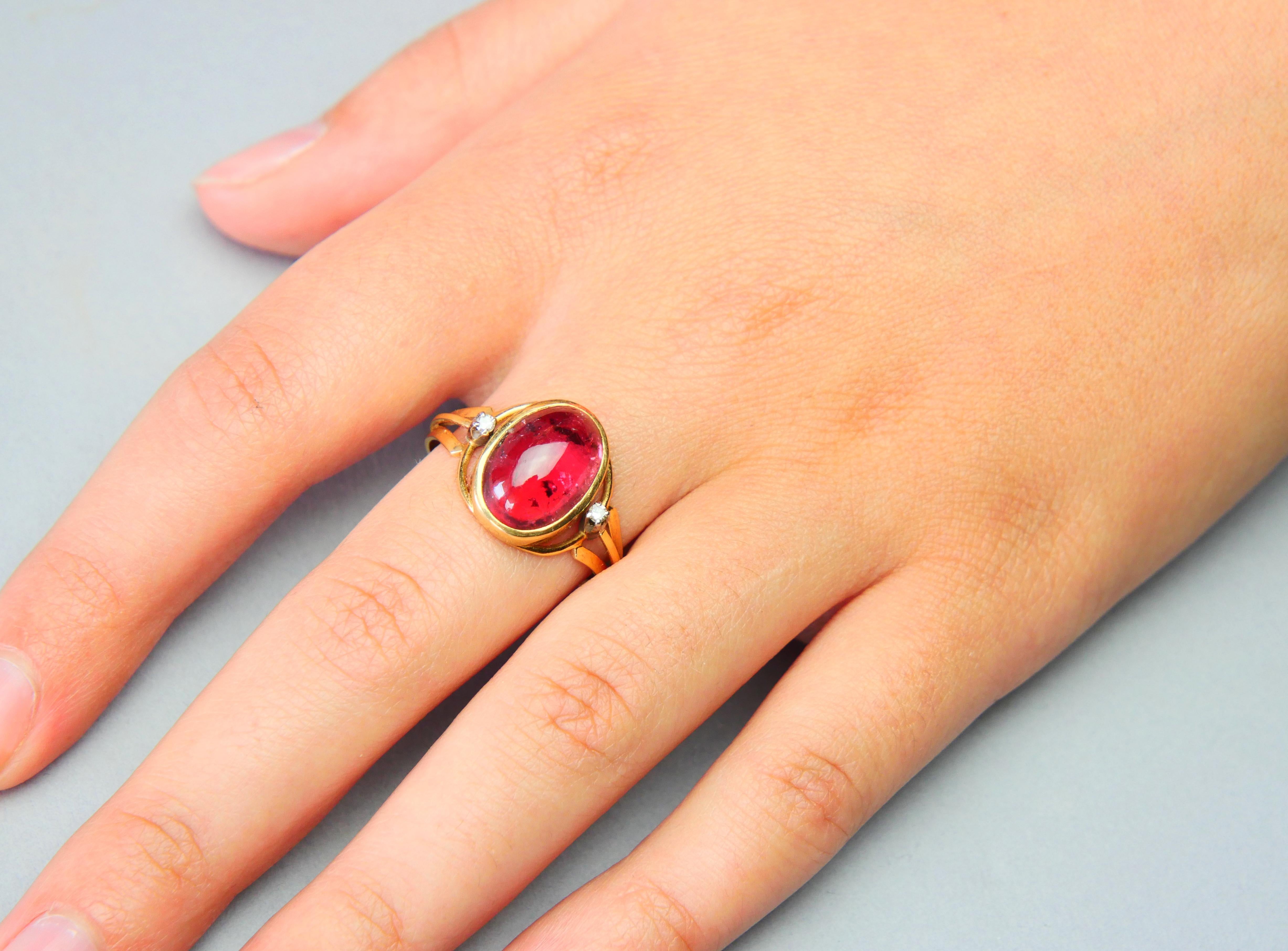 Women's 1960 Nordic Ring 7ct. Rubellite Diamonds solid 18K Gold Ø10.75 US/ 5gr For Sale