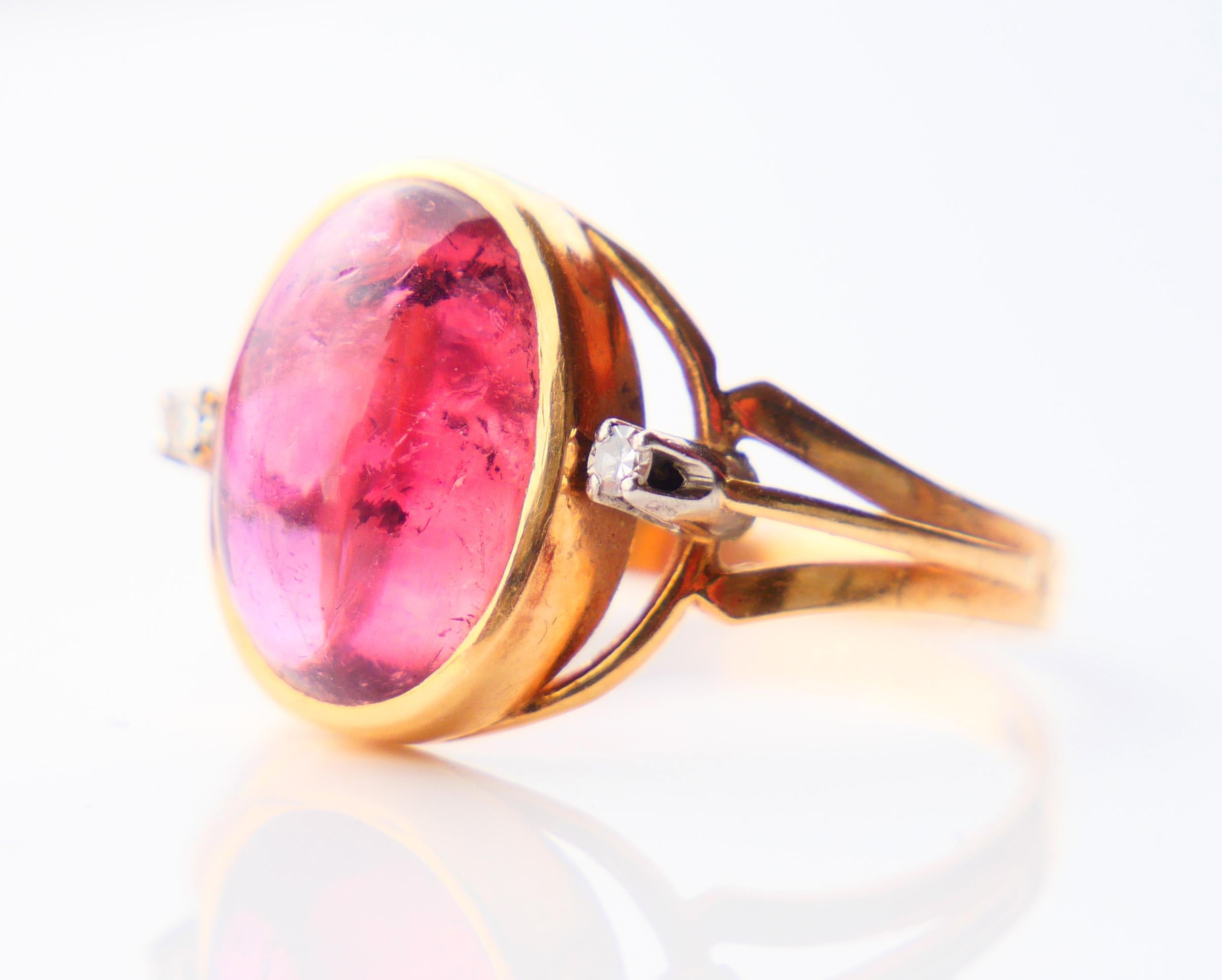 1960 Nordic Ring 7ct. Rubellite Diamonds solid 18K Gold Ø10.75 US/ 5gr For Sale 4