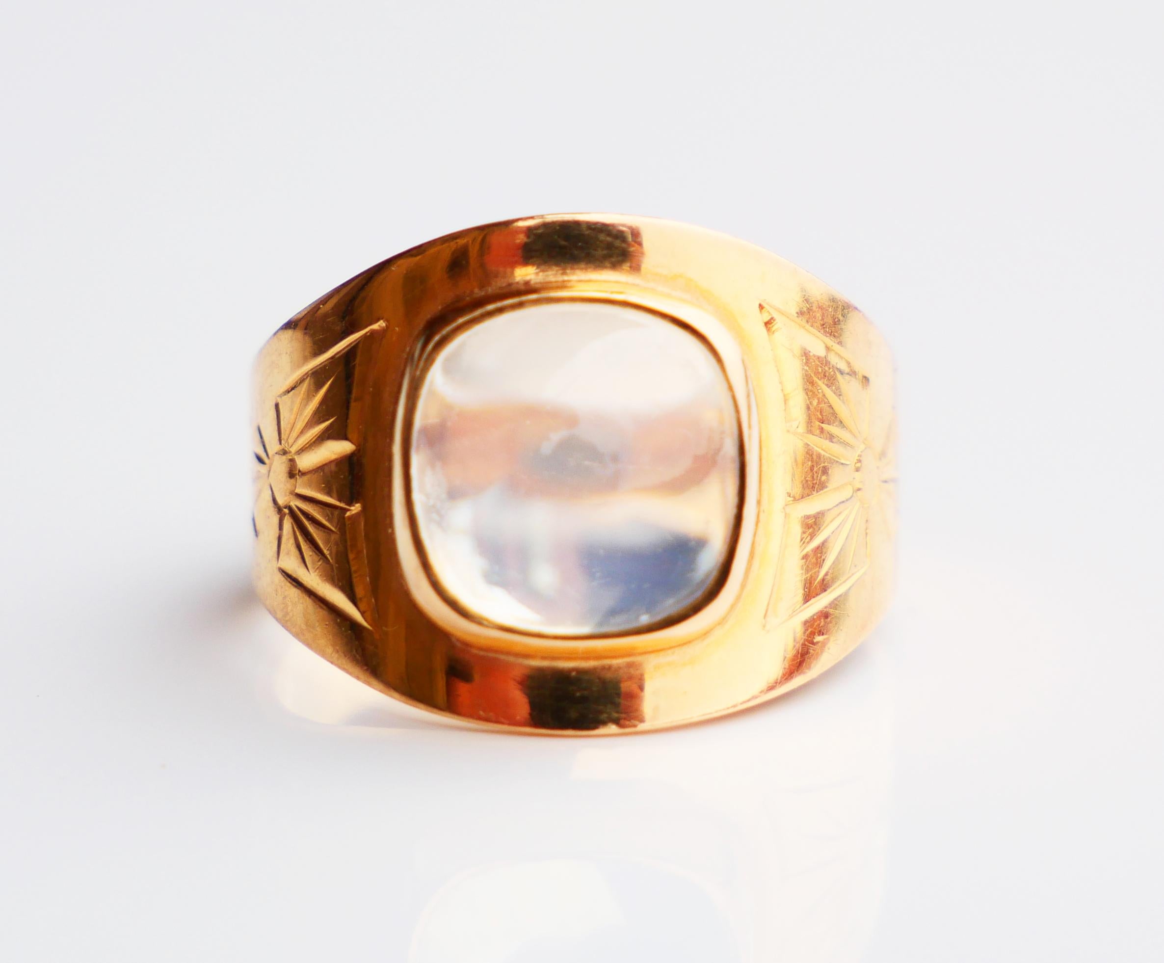 1960 Nordic Ring Moonstone 18K Gold Ø US 4.75 /4.1gr. For Sale 2