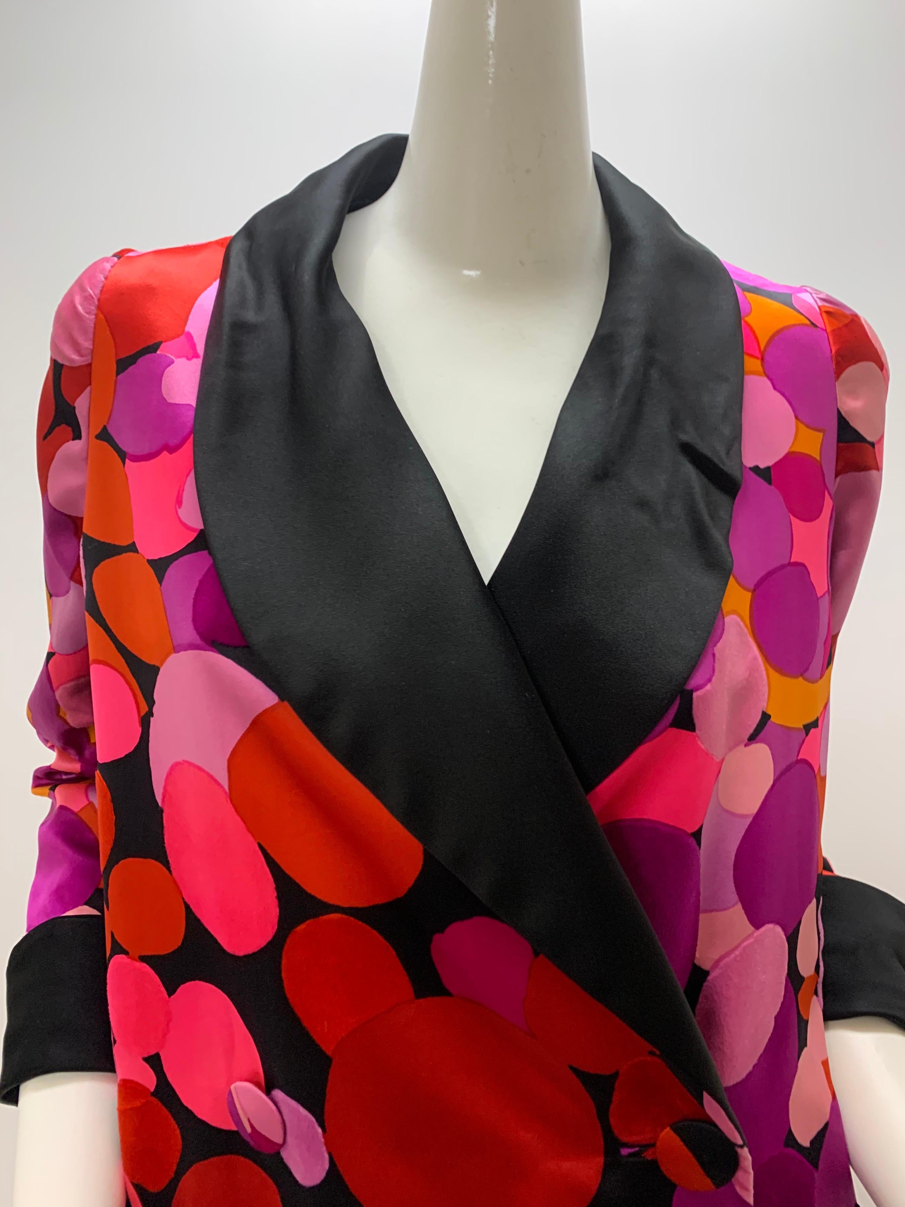 1960 Norman Norell Silk Satin Abstract Polka Dot Maxi Opera Coat  For Sale 9