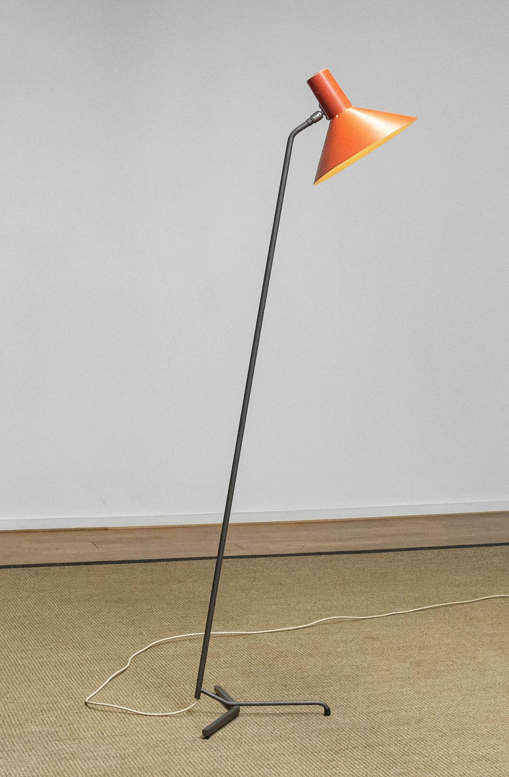 1960 Orange Dutch Grasshopper Floor Lamp By JJM Hoogervorst For Anvia  For Sale 2