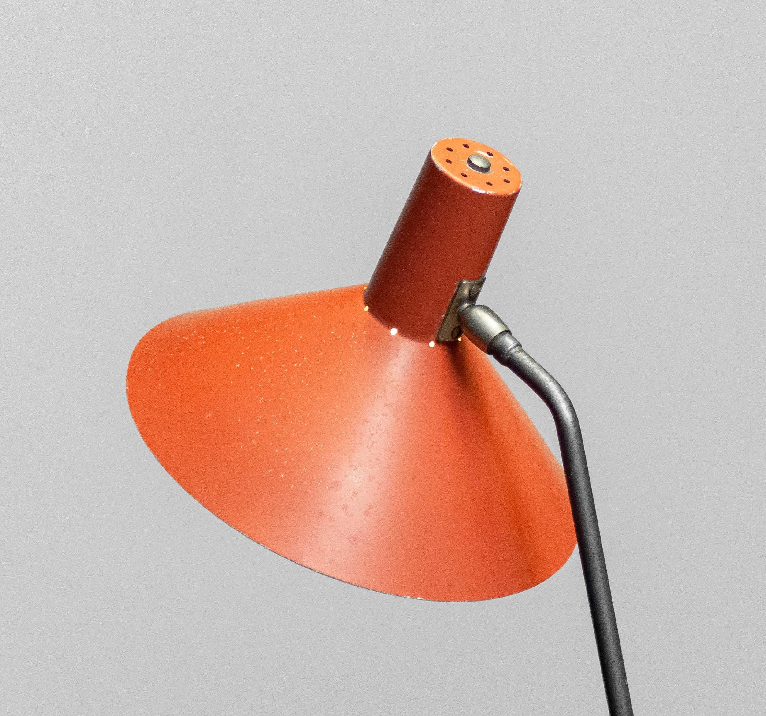 Aluminum 1960 Orange Dutch Grasshopper Floor Lamp By JJM Hoogervorst For Anvia  For Sale