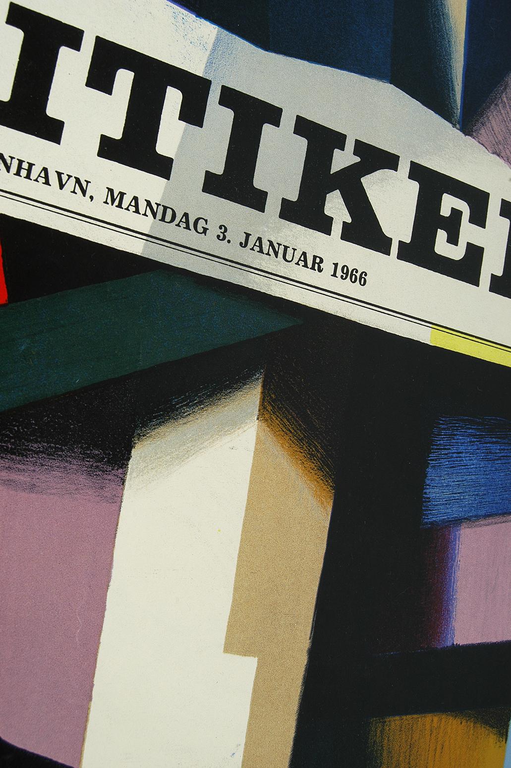 1960 Original Danish Abstract Poster Politiken by Ib Andersen Lithograph Diptych 5