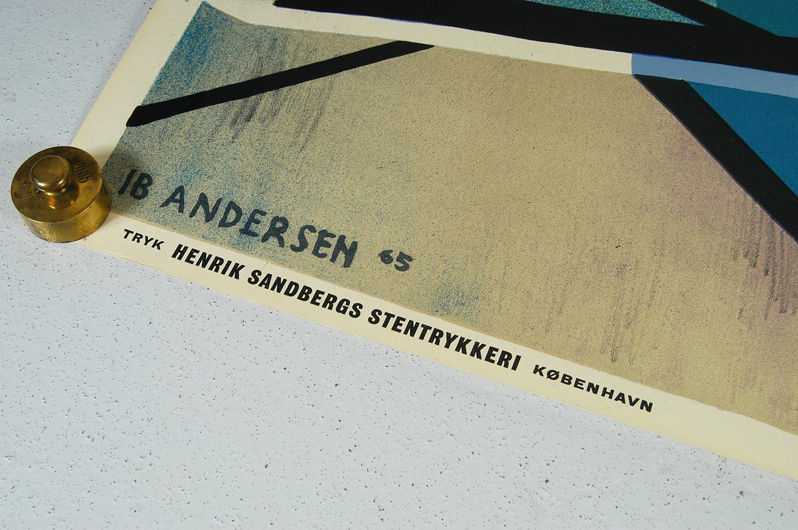 1960 Original Danish Abstract Poster Politiken by Ib Andersen Lithograph Diptych 6