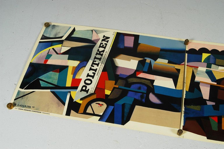 1960 Original Danish Abstract Poster Politiken by Ib Andersen Lithograph  Diptych at 1stDibs