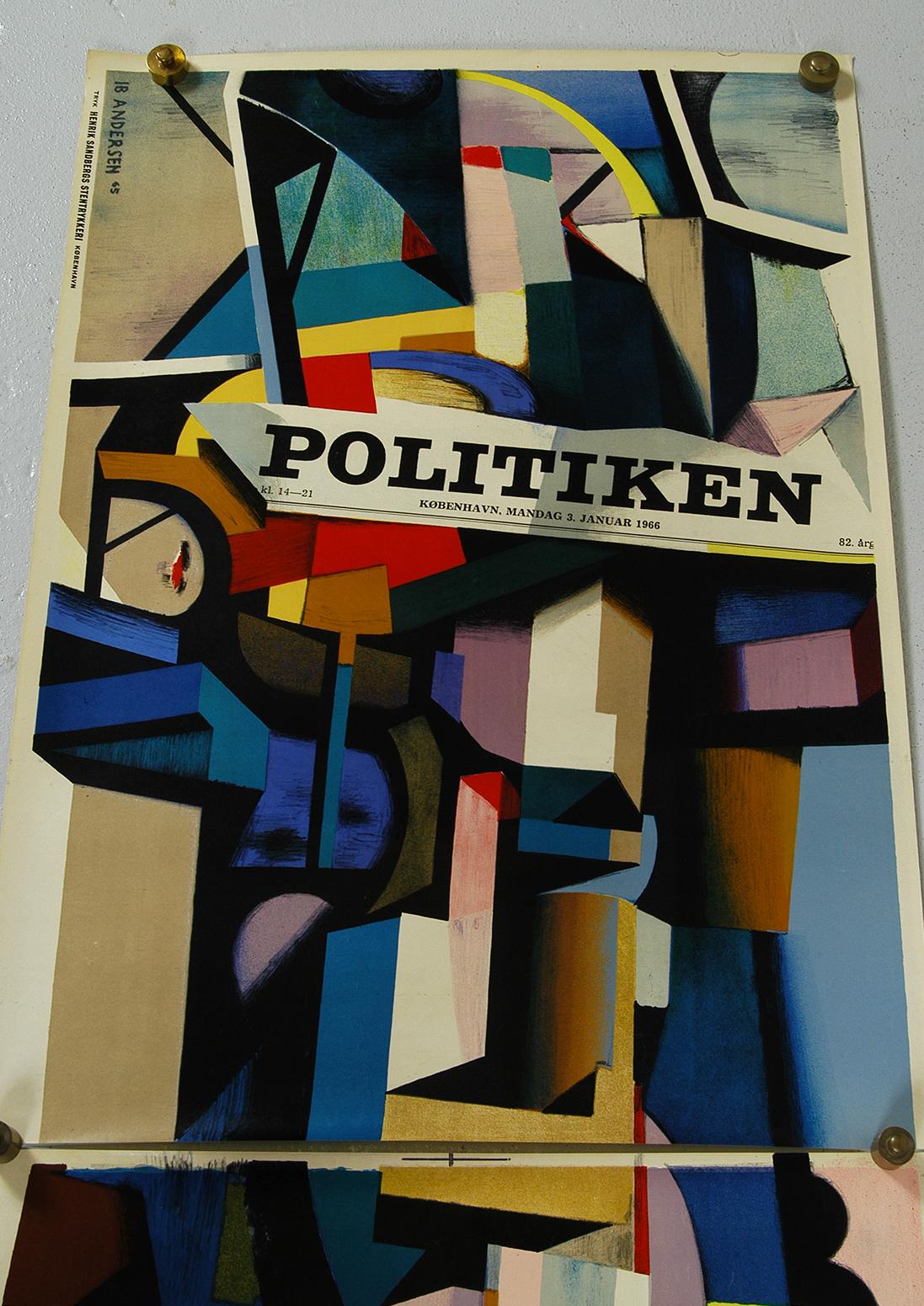 20th Century 1960 Original Danish Abstract Poster Politiken by Ib Andersen Lithograph Diptych