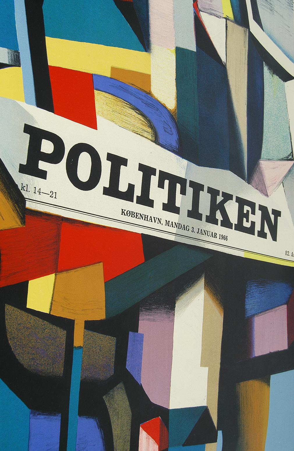 Paper 1960 Original Danish Abstract Poster Politiken by Ib Andersen Lithograph Diptych