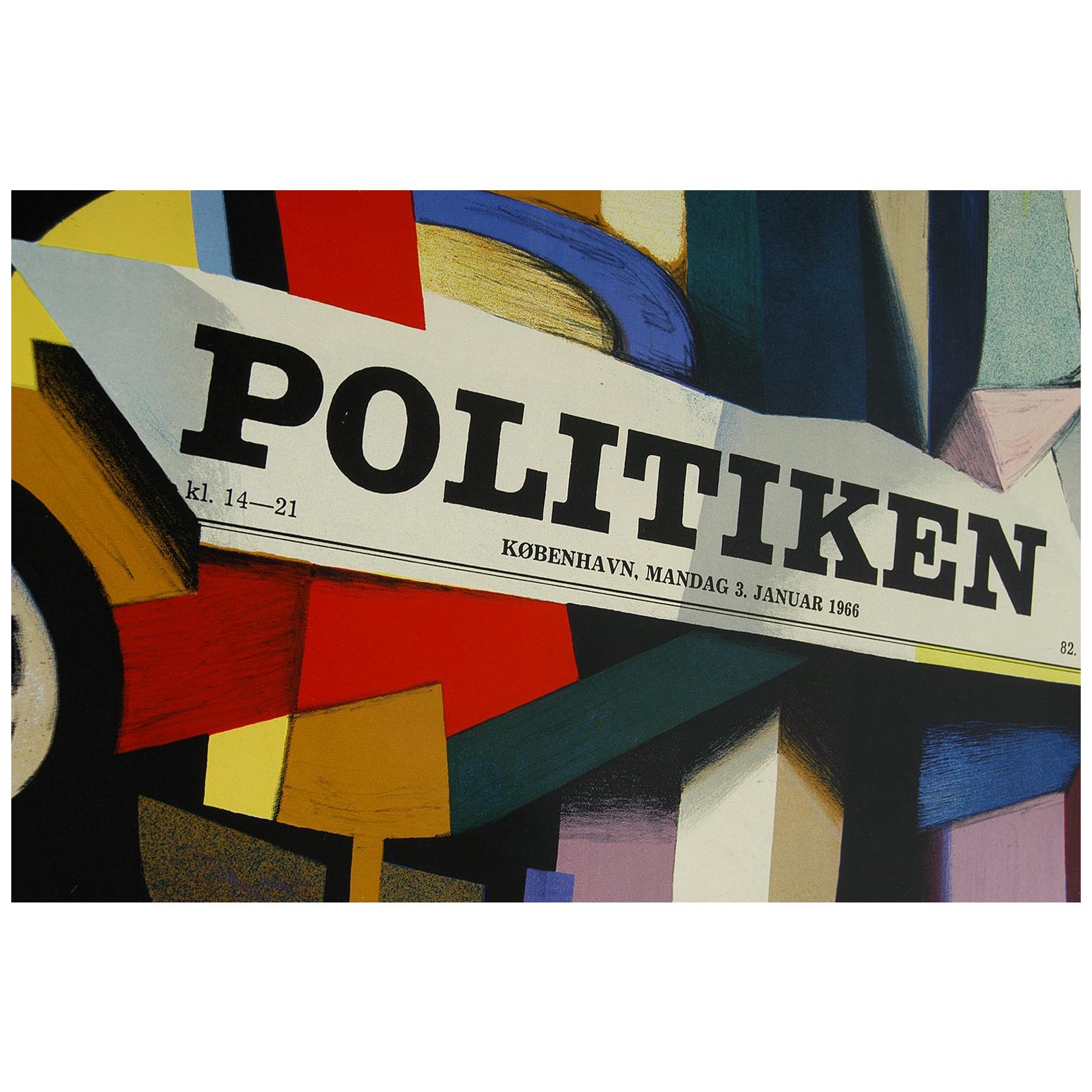 1960 Original Danish Abstract Poster Politiken by Ib Andersen Lithograph Diptych
