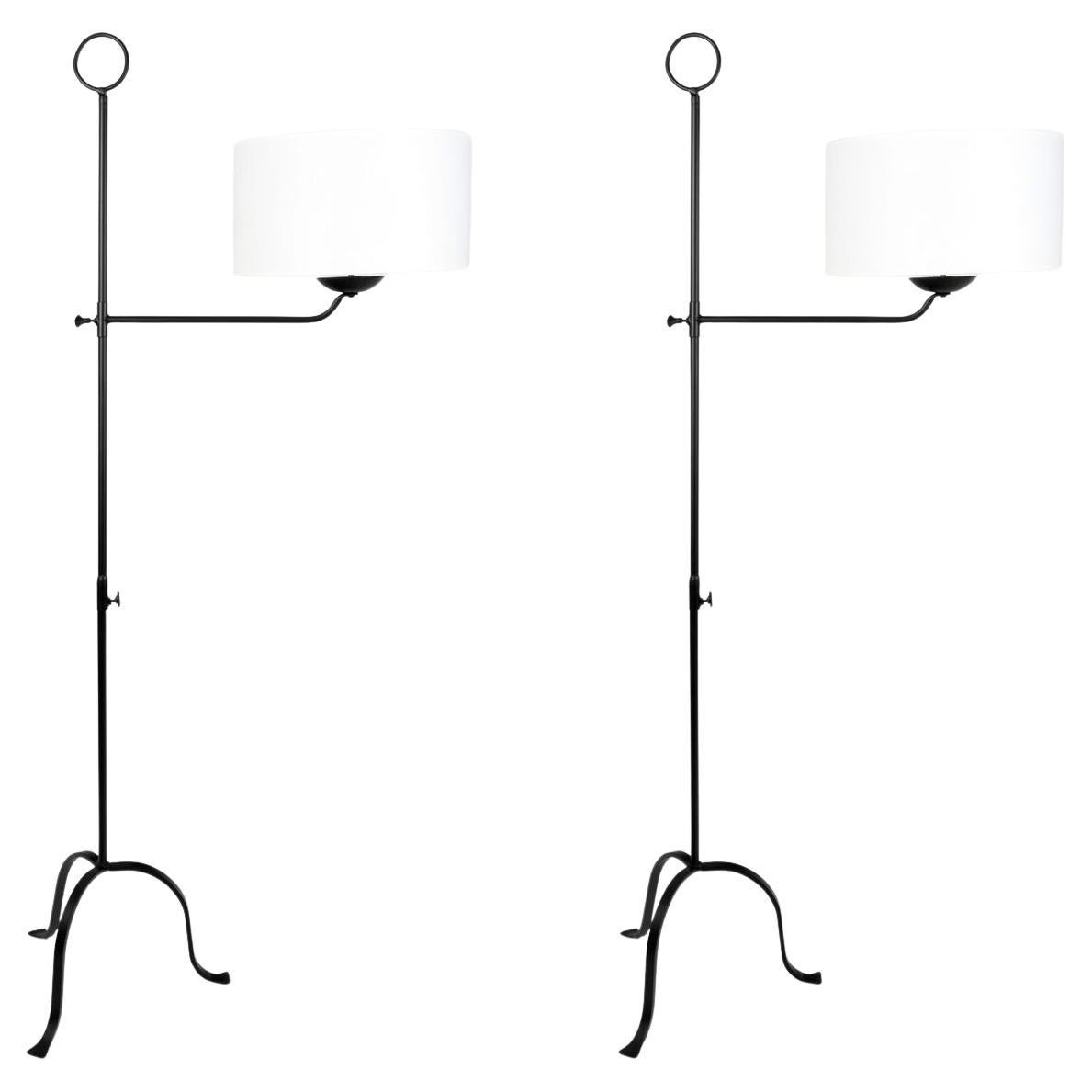 1960 Original Pair of wrought iron floor lamps by Ateliers Vallauris For Sale