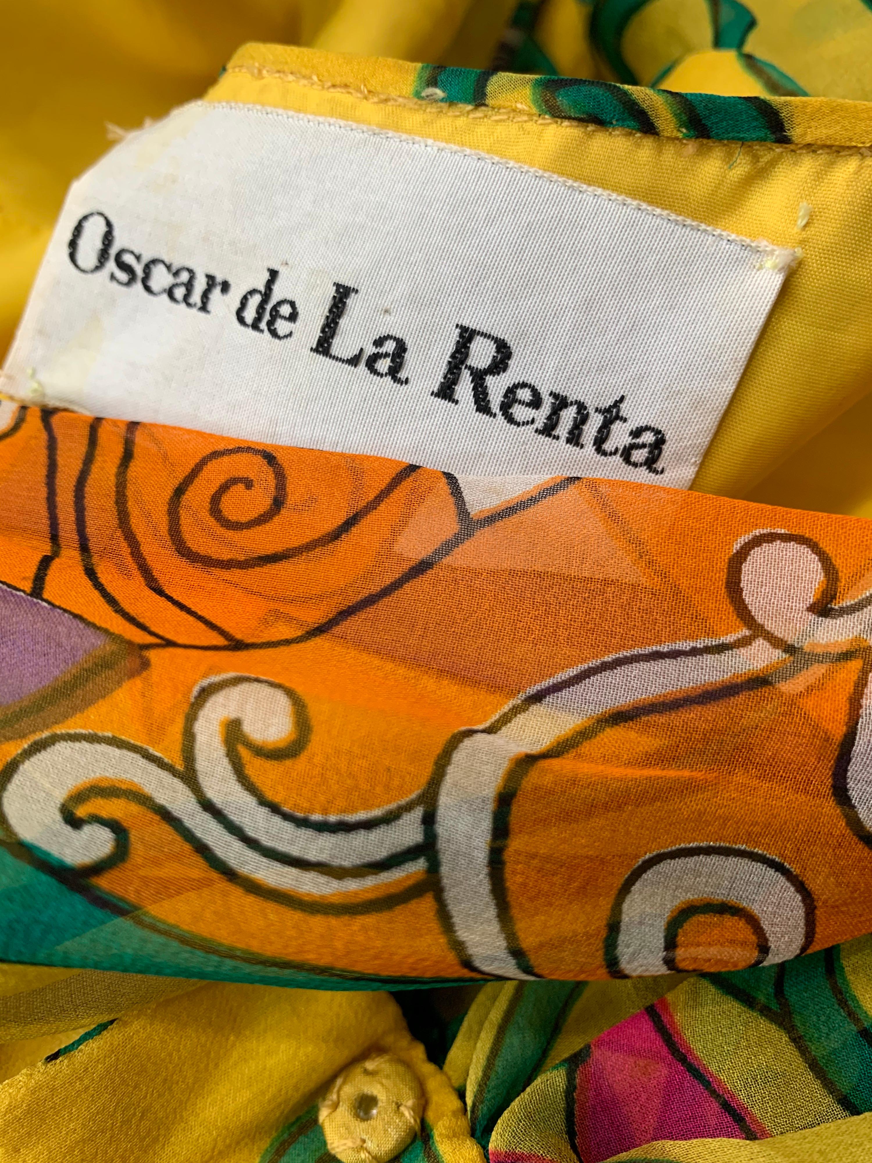 Oscar de la Renta - Combinaison pantalon palazzo en mousseline de soie imprimée avec superposition de soie, 1960 en vente 14