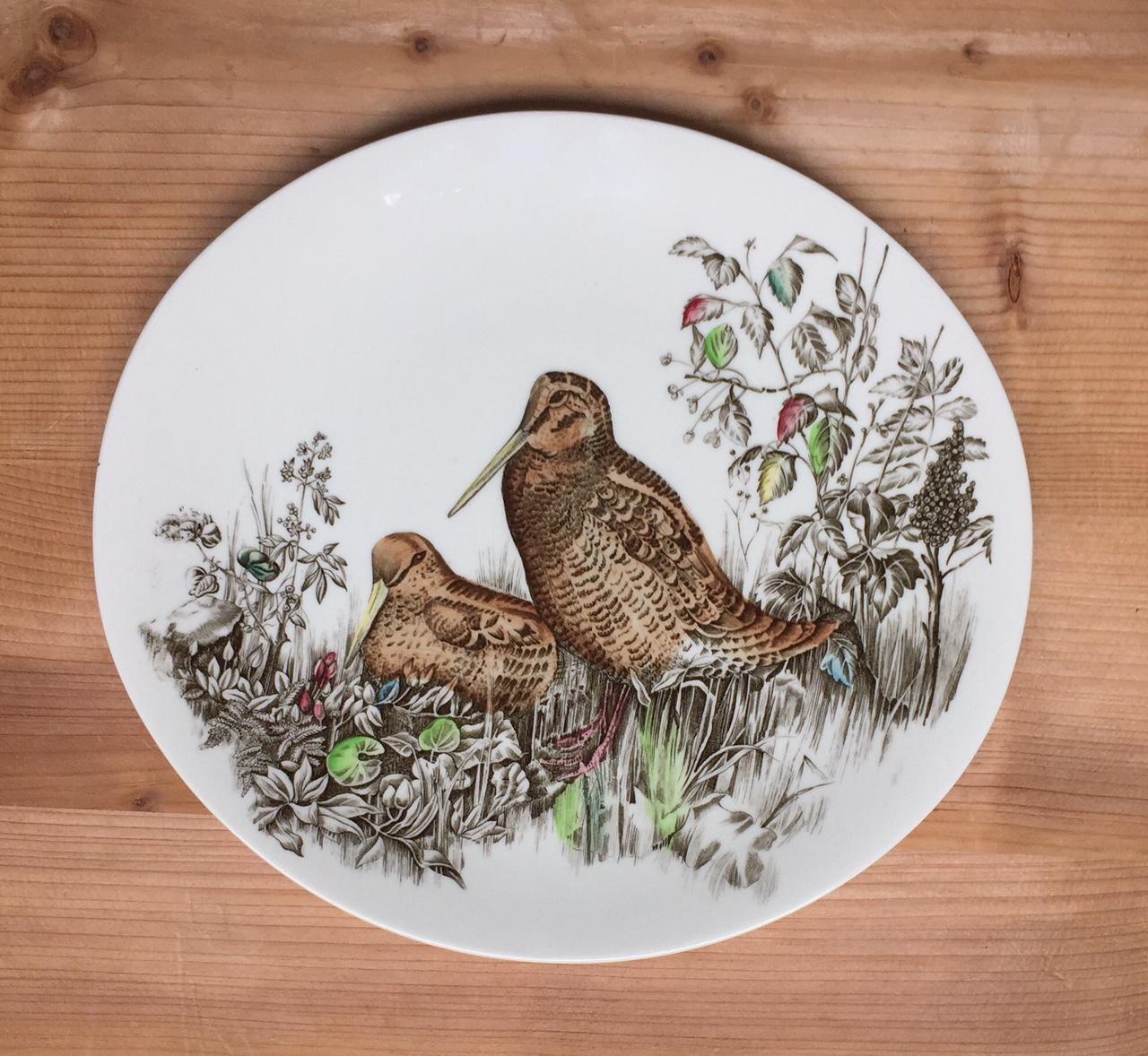 Mid-20th Century 1960 Oval Porcelain English Plate by Johnson Brothers Woodcock Hand Painted For Sale