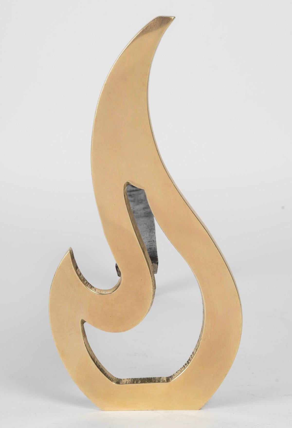 1960 Paire de chenets décorés de flammes Maison Honoré en vente 1