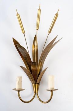 1960 Pair of “Bouquet de joncs” brass sconces Maison FlorArt