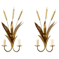 1960 Pair of “Bouquet de joncs” brass sconces Maison FlorArt