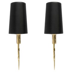 1960 Pair of bronze wall lights by Félix Agostini for Maison Arlus 1960 Pair of bronze wall lights by Félix Agostini for Maison Arlus